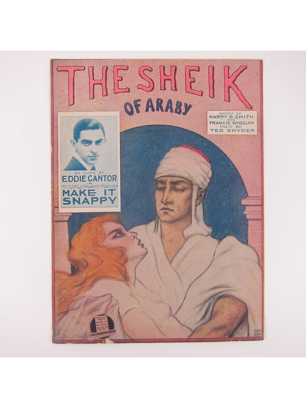 Sheet Music The Sheik Of Araby Eddie Cantor Cover Make It Snappy Antique 1921